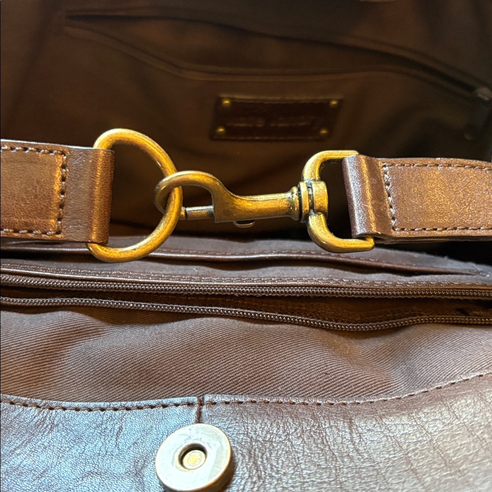 Kate Landry dark brown pebbled leather satchel purse - Picture 13 of 16